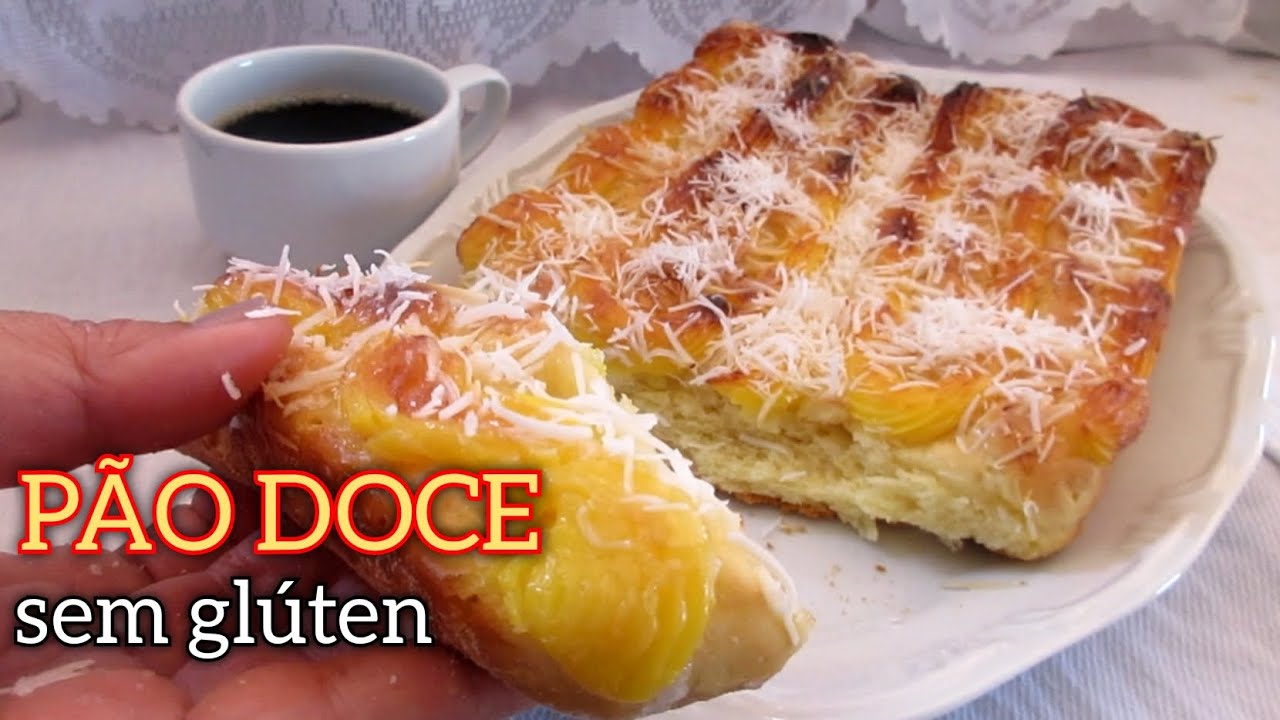 PÃO DOCE, ROSCA OU SCHNECK SEM GLÚTEN | COM CREME DE PADARIA EM CIMA E MUITO COCO