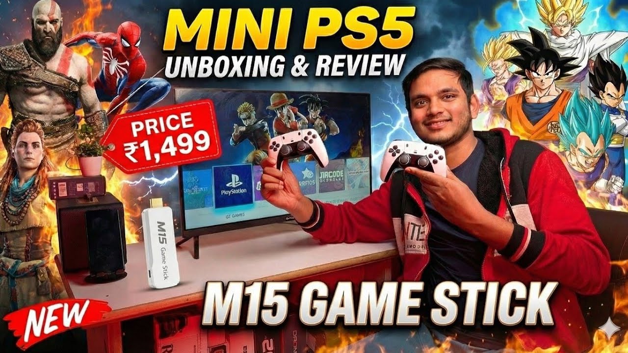 PS5 Sasta Edition Unboxing & Review Only ₹1500 - M15 Retro Game Stick Complete Set-Up Step By Step