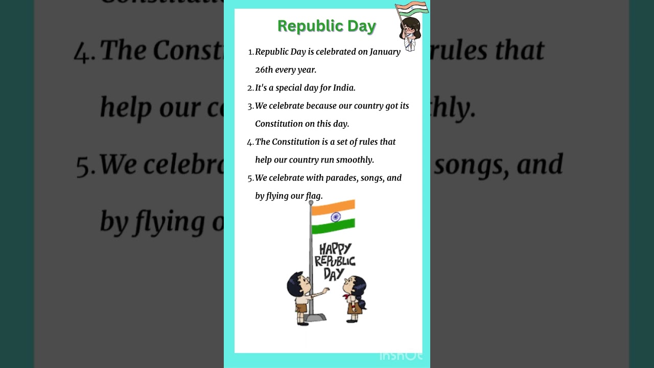 5 lines on Republic Day for kids|very short essay on Republic Day for kids
