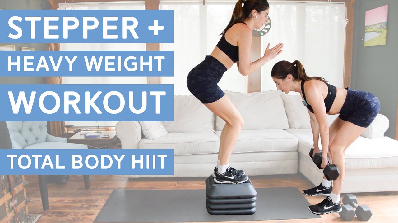HIIT-тренировка со степом и тяжелыми гантелями (22 мин)
