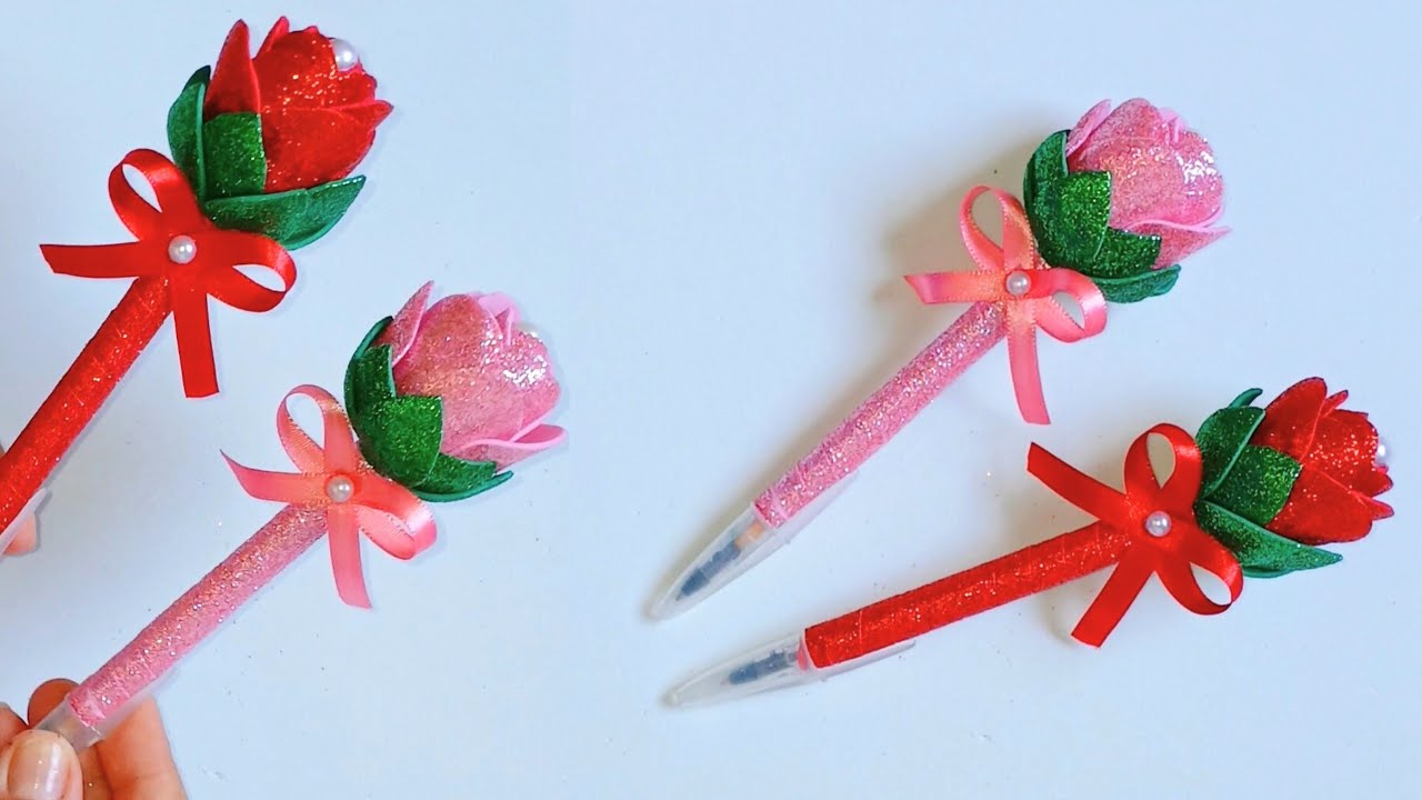 LINDA CANETA PERSONALIZADA COM ROSA EM E.V.A