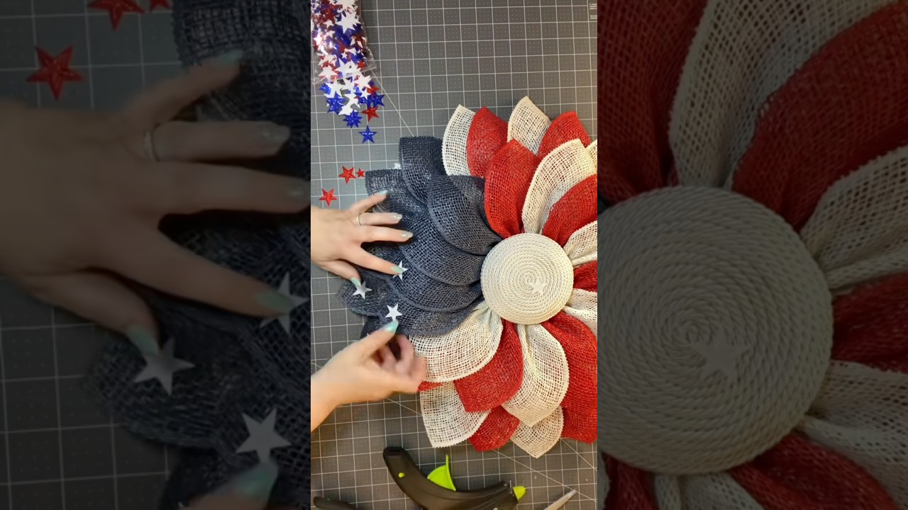How to Make an American Flag Flower Wreath #crafting #wreathmaking #craftingcommunity