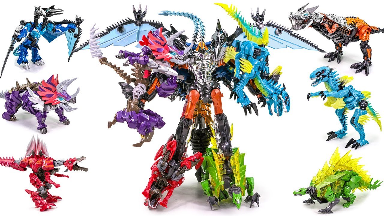 Transformers 4 AOE Dinobot Combiner Grimlock Oversized Scorn Slag Snarl Strafe Dinosaur Robots Toys