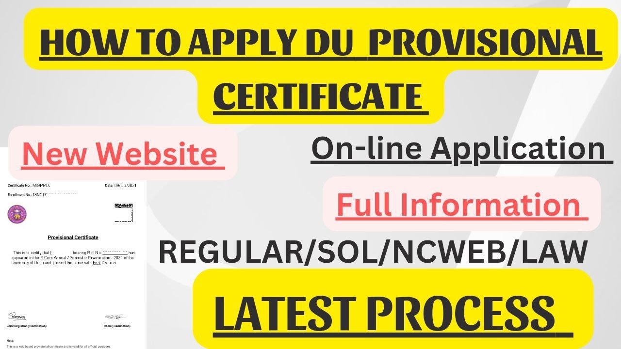 How to Apply DU Provisional Certificate 2023, Latest Process || University of Delhi
