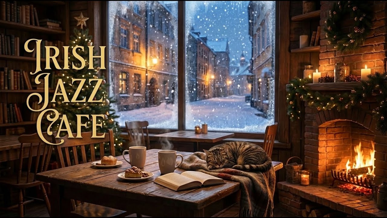 Расслабляющая Джазовая Кофейня ❄️ Тёплый Камин и Уютная Зимняя Атмосфера