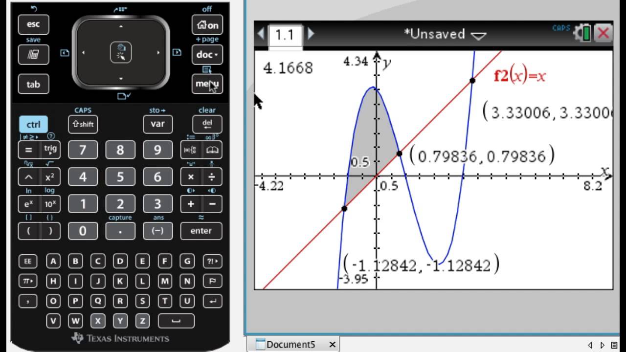 TI-Nspire Calculus Area Between Curves