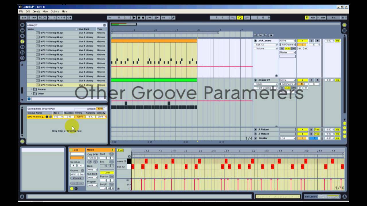 Учебное пособие по Ableton Live — барабанные грувы MPC — хип-хоп, свинг, SP1200, Logic, Groove Pool