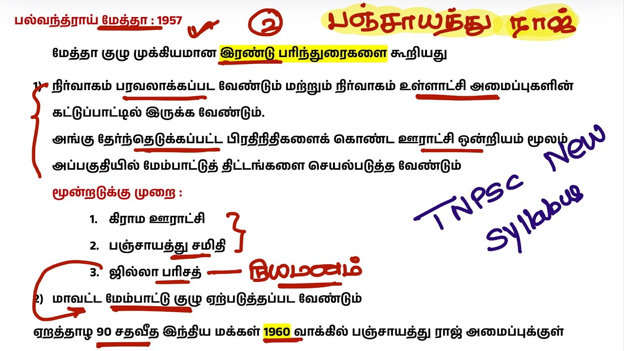 11th பஞ்சாயத்து ராஜ் tnpsc - tnpsc new syllabus 2025