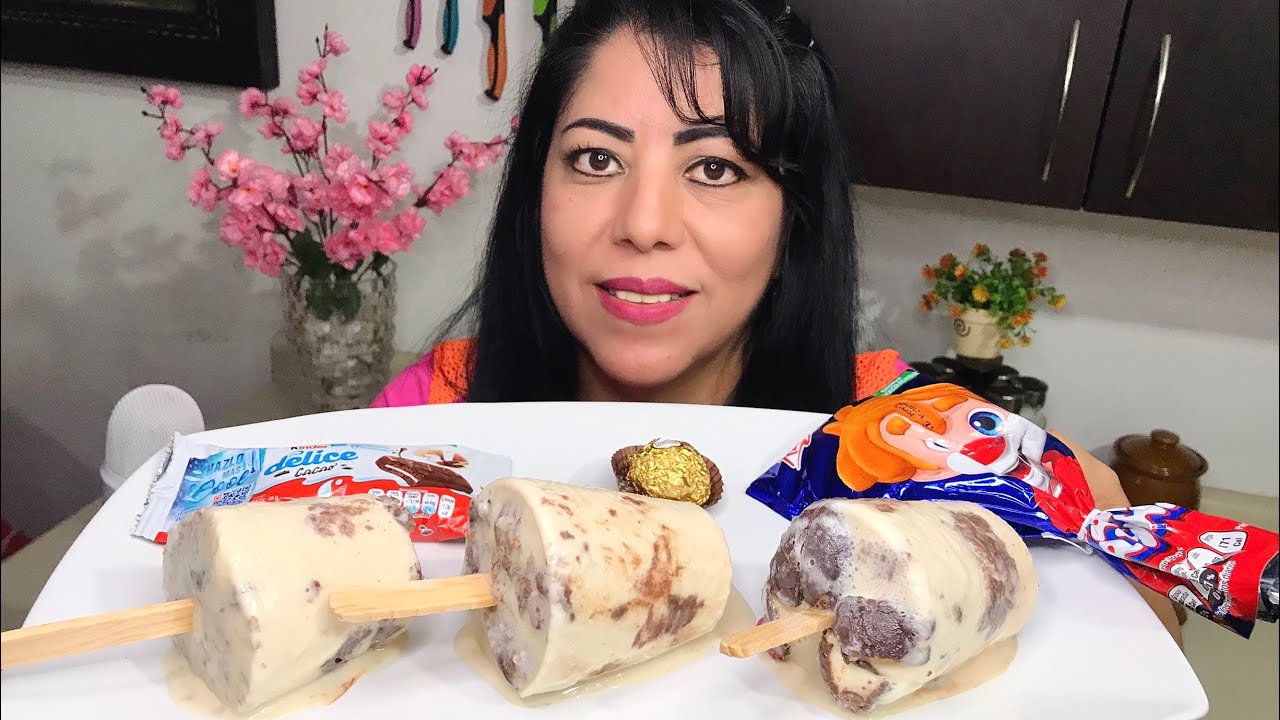 ASMR PALETAS DE FERRERO ROCHER, PALETA PAYASO Y KINDER DELICE