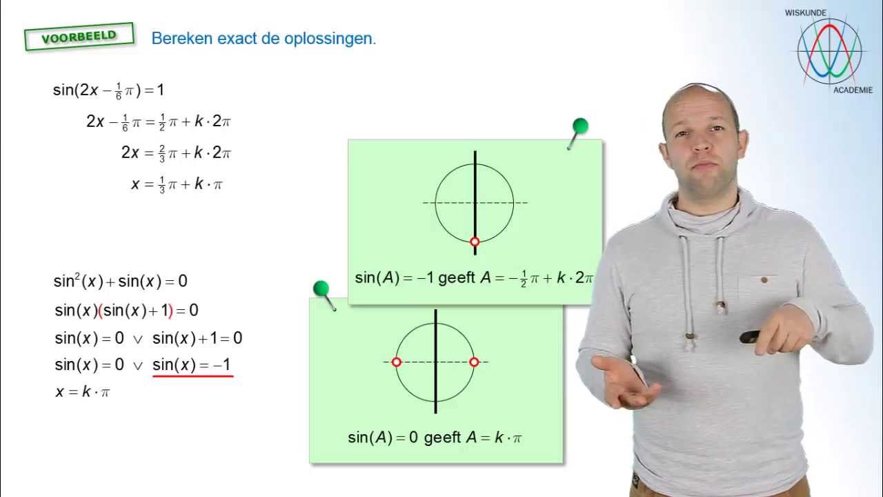 Goniometrische vergelijkingen - sin(A) = -1, 0, 1 - WiskundeAcademie