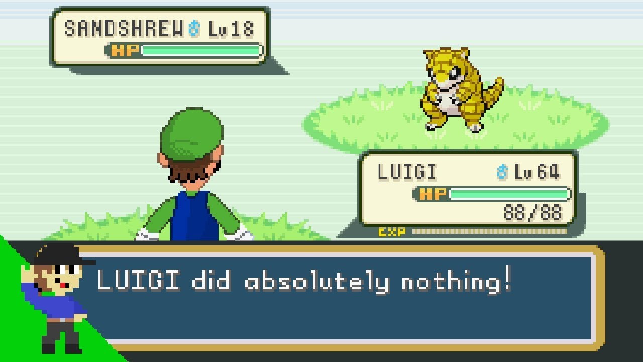 Luigi catches a Pokemon by doing absolutely nothing