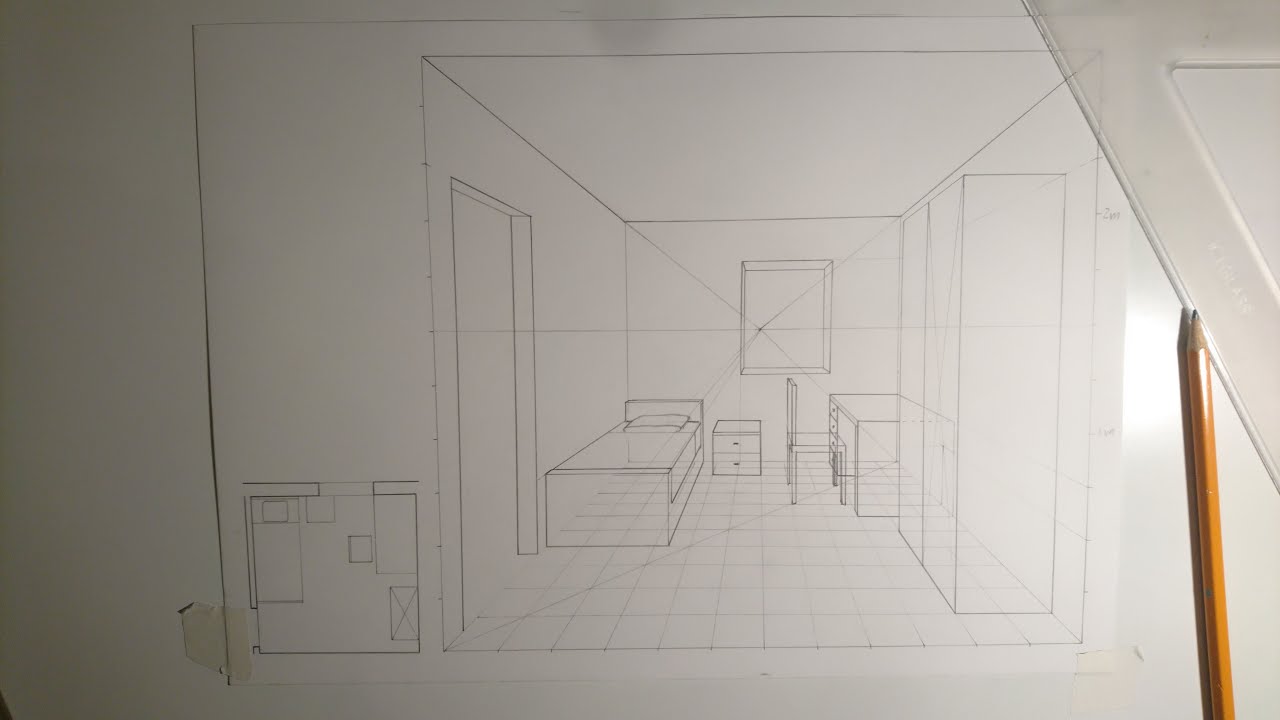 Disegnare una stanza in prospettiva centrale  - Gli arredi