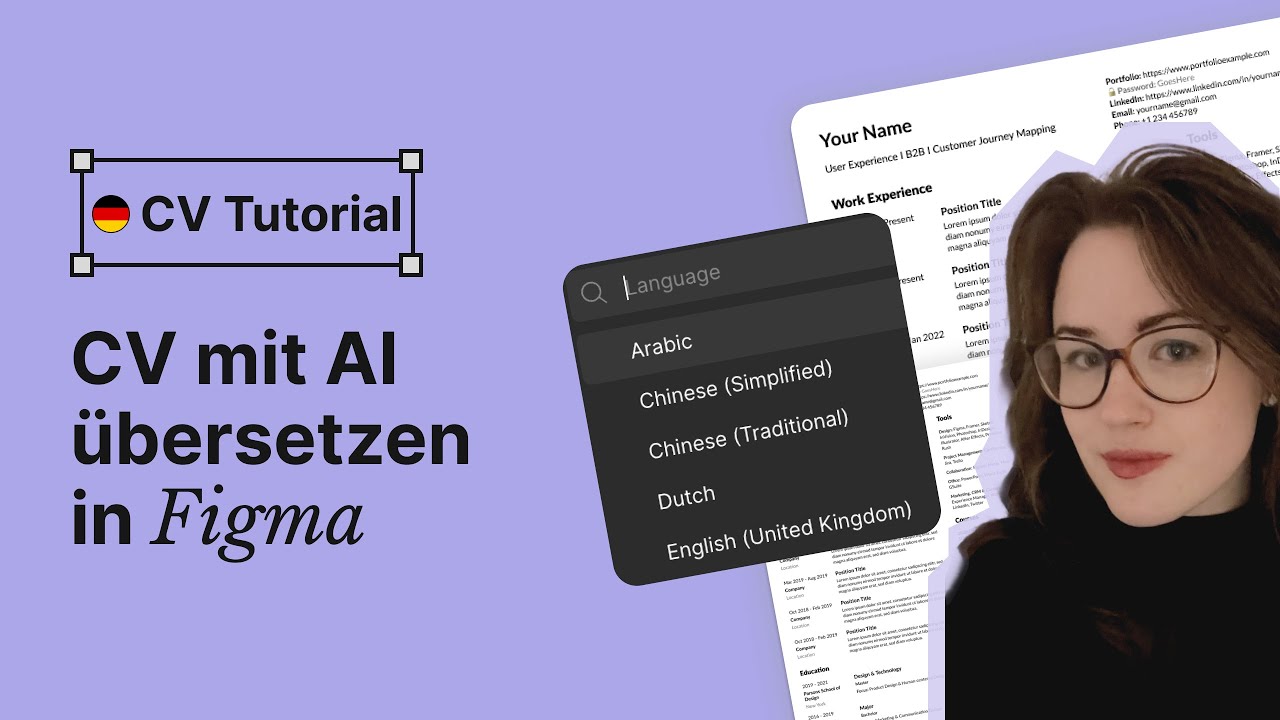 Lebenslauf mit AI übersetzen in Figma: Sprache ändern I CV Tutorial