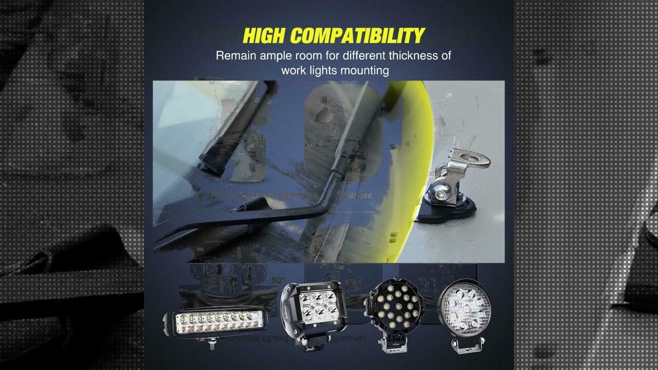 Nilight LED Light Bar Mounting Bracket 2PCS Universal Adjustable Pillar Hood Led Work Light Mount Br