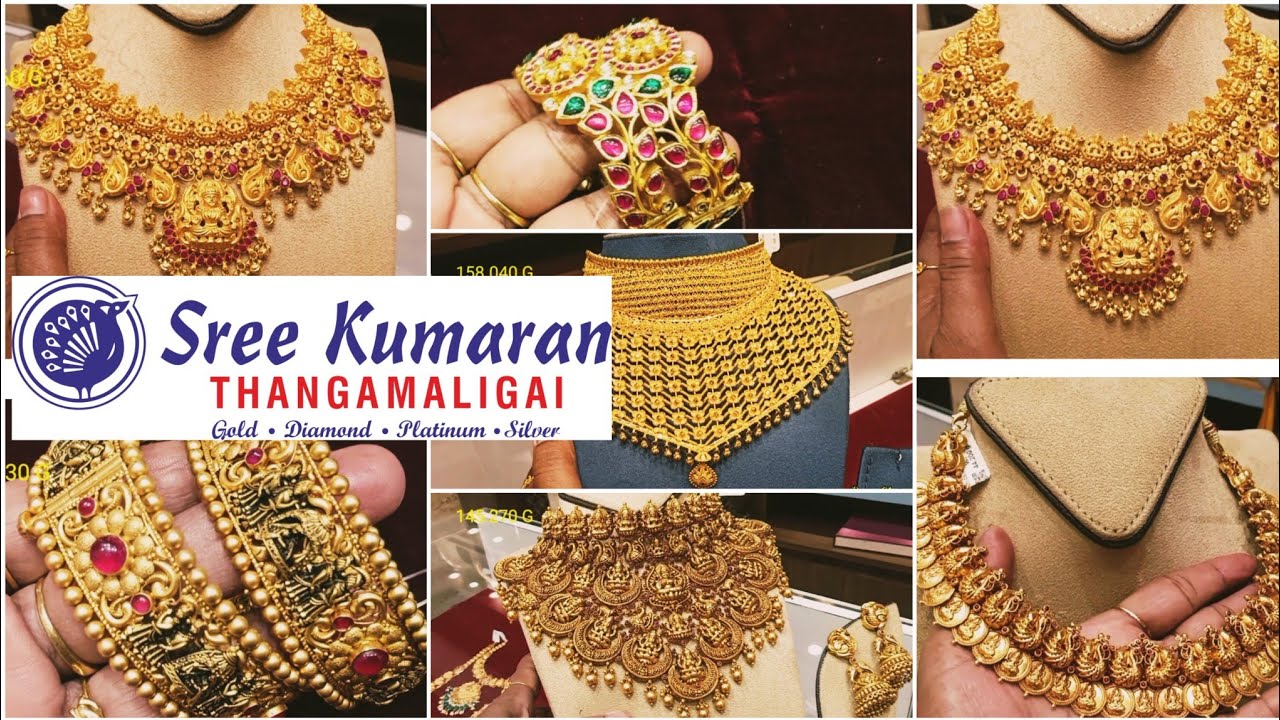 Wedding Antique Gold Haram Necklace ottiyanam Bangles earrings Sree Kumaran Thangamaligai Tnagar
