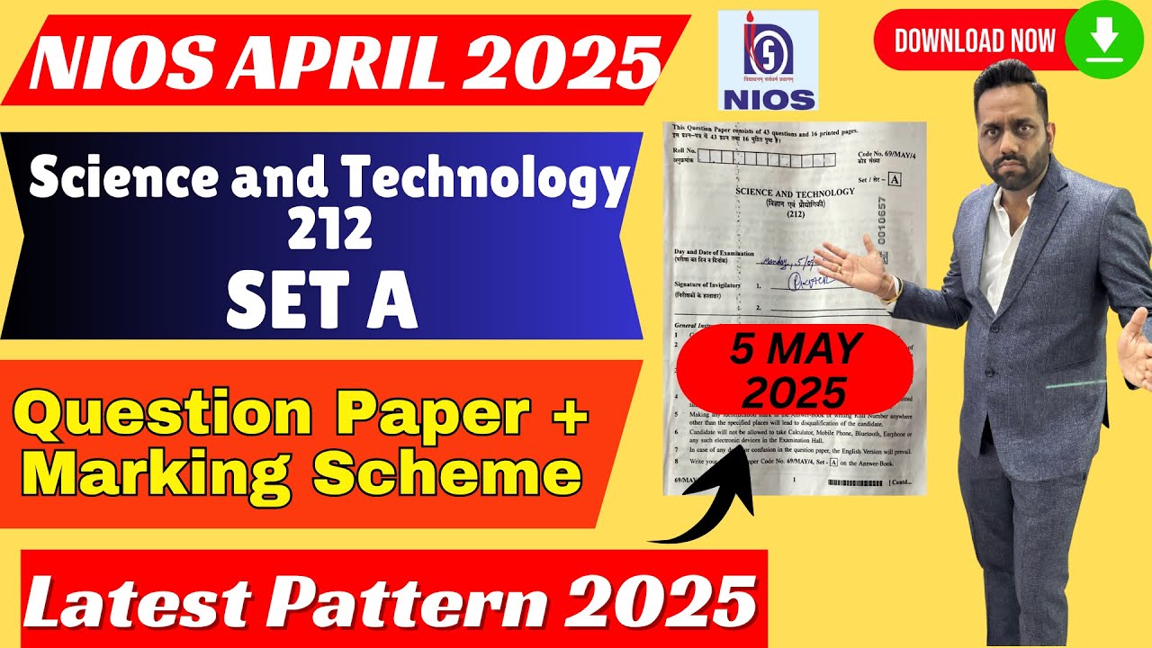 NIOS Class 10 Science and Technology Question Paper Solved | NIOS Science and Technology (212) Set A