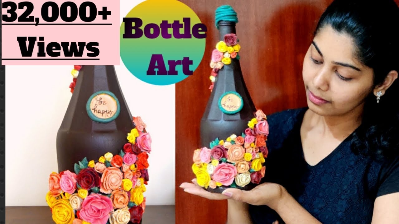 Bottle Art diy/Bottle Art With Clay/Easy Bottle Art Design/ബോട്ടില്‍ ആര്‍ട്ട്  ചെയ്യാം ഈസീ ആയി