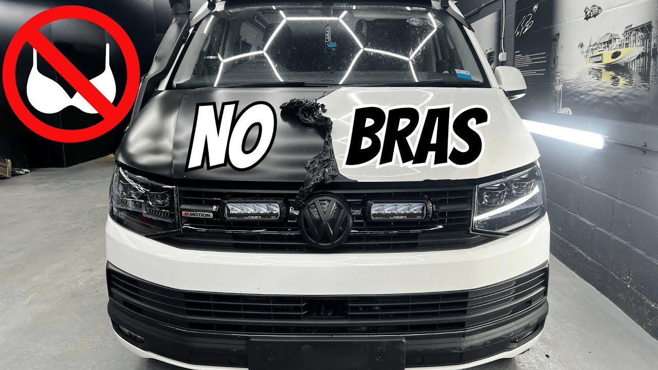 NEVER FIT A BONNET BRA!!! VW Transporter Bonnet wrap removed