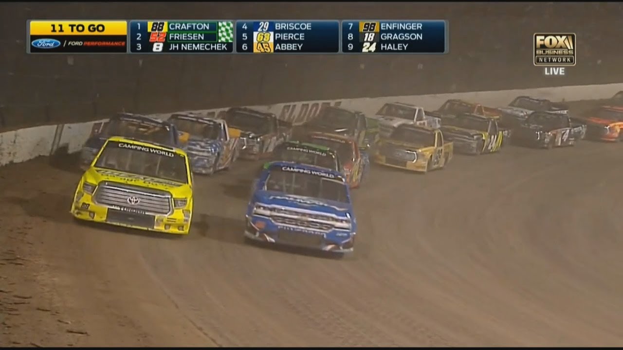 NASCAR Camping World Truck Series 2017. Eldora Dirt Derby. Restart & Last Laps