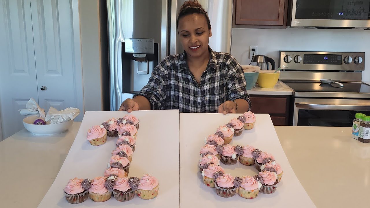 How to make pull apart number cupcake || በካብኬክ ብቻ የሚሰራ ቀላል የልደት ቁጥር ኬክ አሰራር