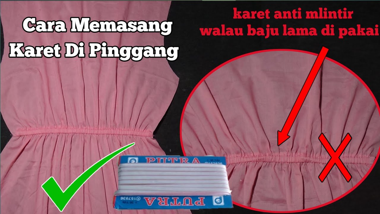 menjahit karet di pinggang // pasang karet di pinggang baju