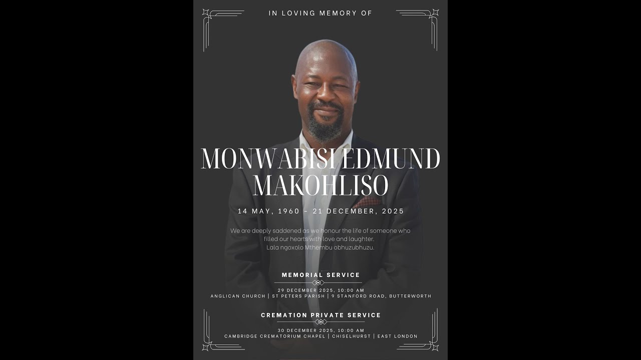 Send-off service of our beloved Dad, Brother, Partner, Uncle - Monwabisi Edmund Makohliso.