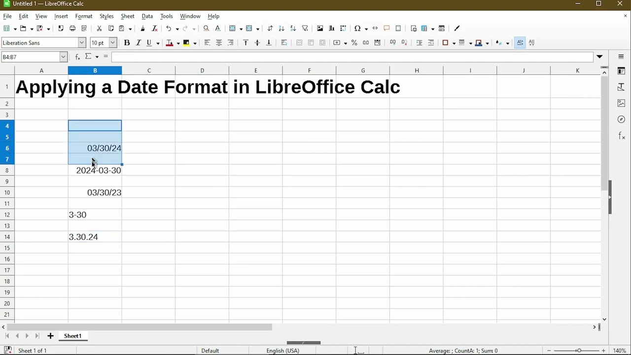 Applying Formatting to Dates in LibreOffice Calc
