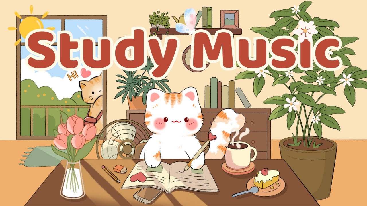 Study Music 📖🌷Lofi Kitty🌟 1 Hour Cafe Song☕ Stream cafe 😺cute & relaxing music💖Make Your Day Better