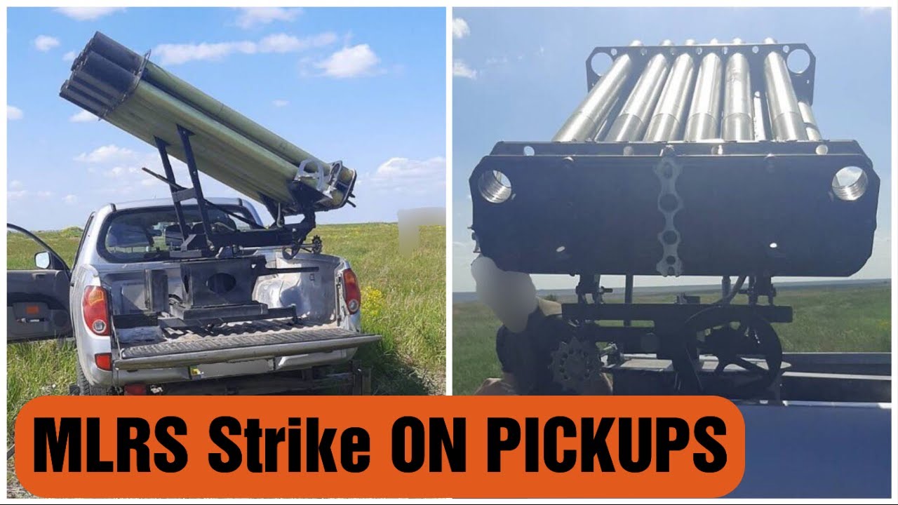 MLRS Strike ! Ukrainian fighters use MLRS on pickups