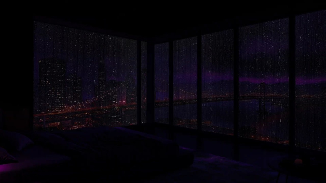 Rain Sounds for Sleep 🌧️NYC Skyline Night View🏙️Warm Apartment for Deep Healing • Subconscious Reset