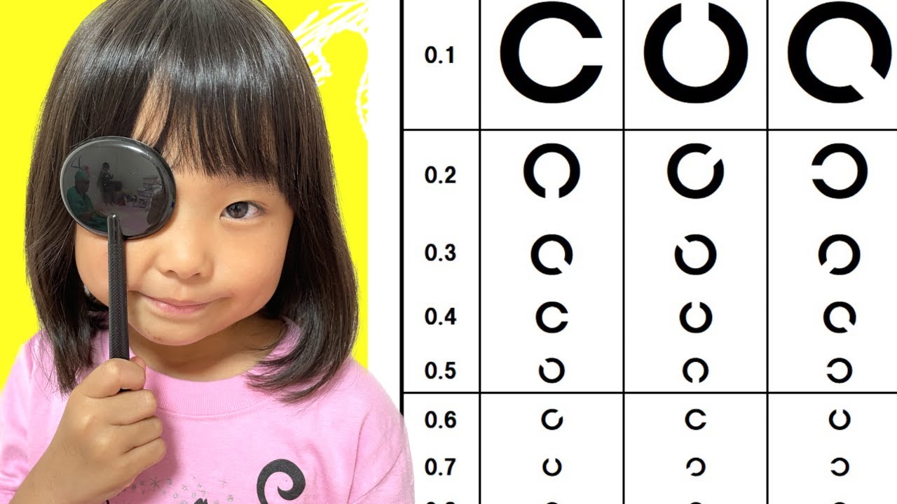 眼科ごっこで衝撃的な結果になりました・・・　まりちゃんいずちゃんみなくんの視力は？　教育　お医者さんごっこ【まりちゃんいずちゃんチャンネル】