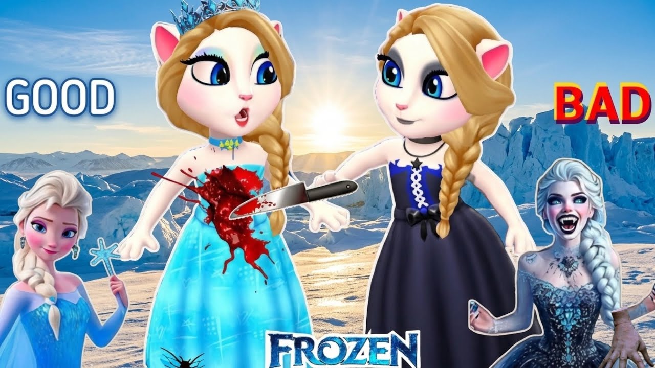 My Talking Angela'm 2 💜 Good vS bad 💕 Frozen Queen good Elsa killed bad Elsa 🥰 Cosplay Mekover 