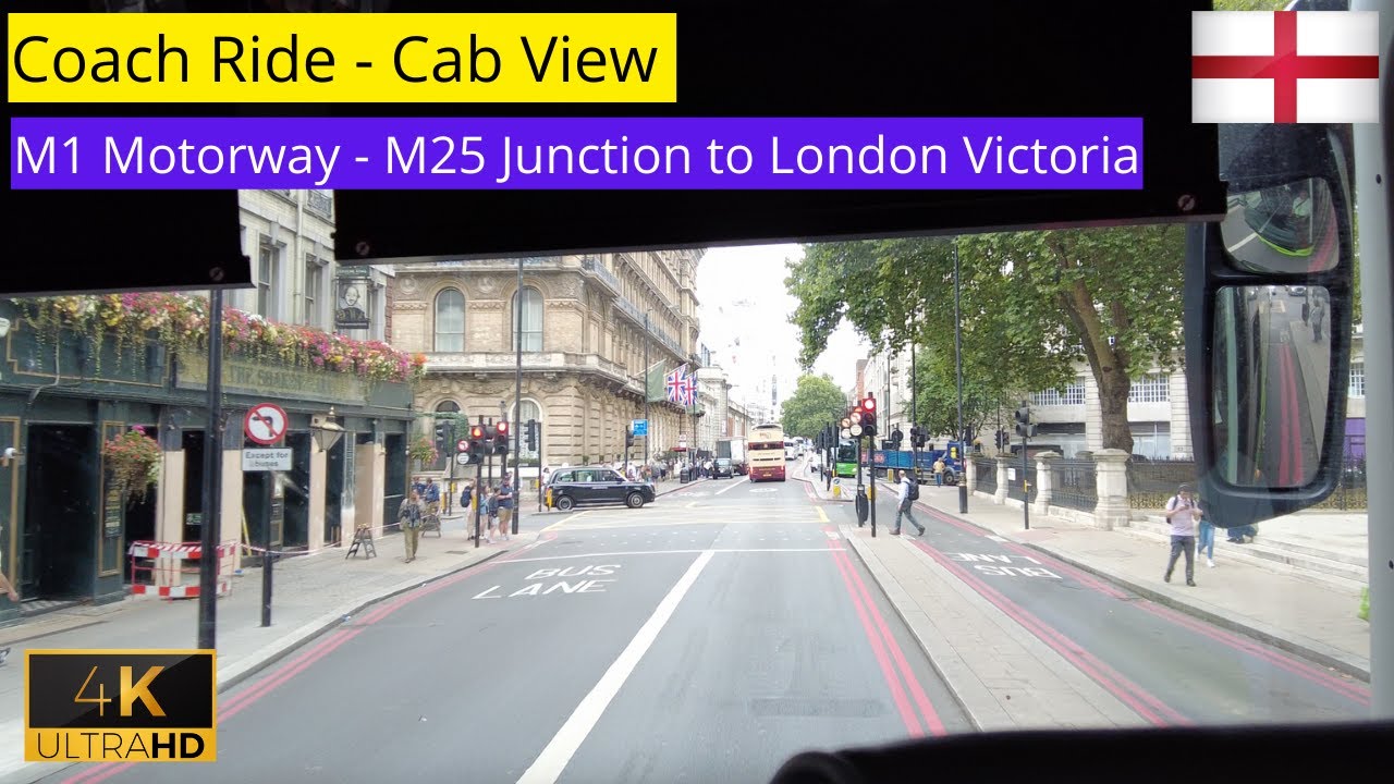 Coach Ride Cab View - M25 Junction to London Victoria Coach Station 4K