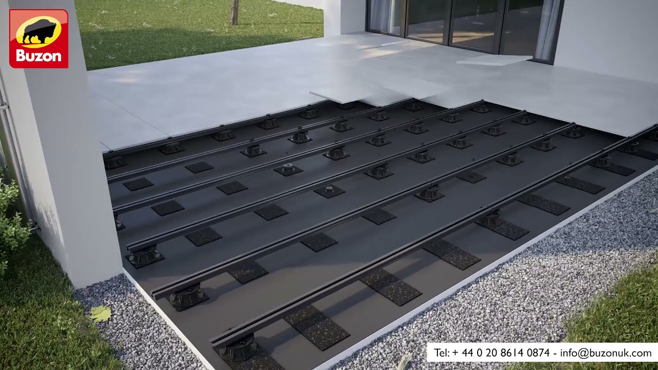 Buzon Adjustable Pedestal Systems - Starting a tiled terrace with ALUrail and the DPH Range