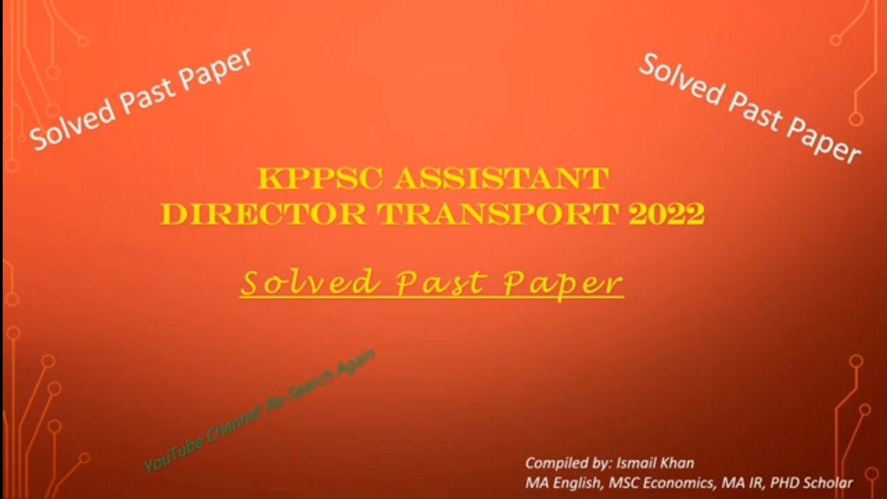 KPPSC Assistant Director Transport Solved Past Paper