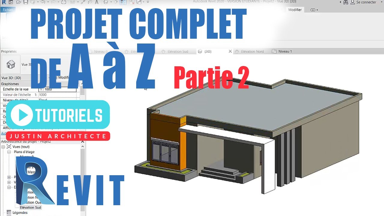 REVIT ARCHITECTURE TUTORIAL IN FRENCH COMPLETE PROJECT FROM A TO Z Part 2