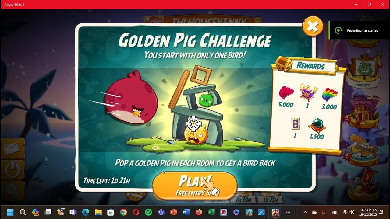 Angry Birds 2 PC (Windows 11) Golden Pig Challenge: Terence (Dec 18, 2023)