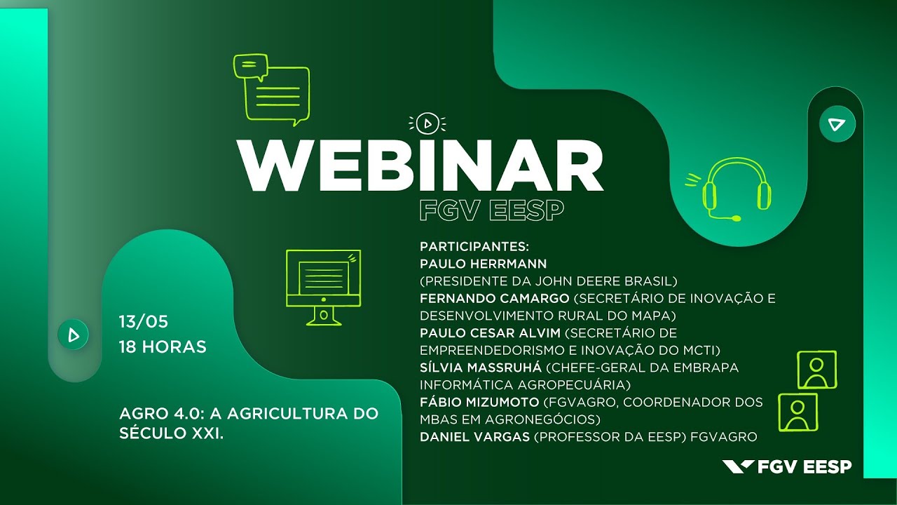 13/05 - WEBINAR | AGRO 4 0  A AGRICULTURA DO S&Eacute;CULO XXI
