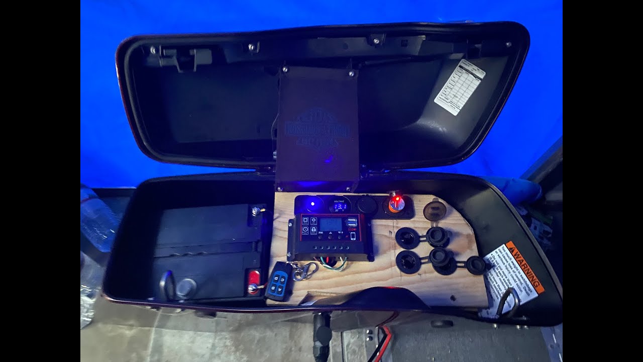 Saddlebag Battery Box with Solar charging connection For my Timeout Motorcycle Camper
