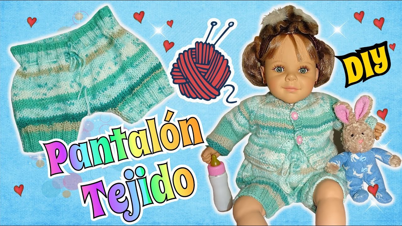 Como tejer un pantalón con dos agujas para tus muñecas DIY Tutorial facil