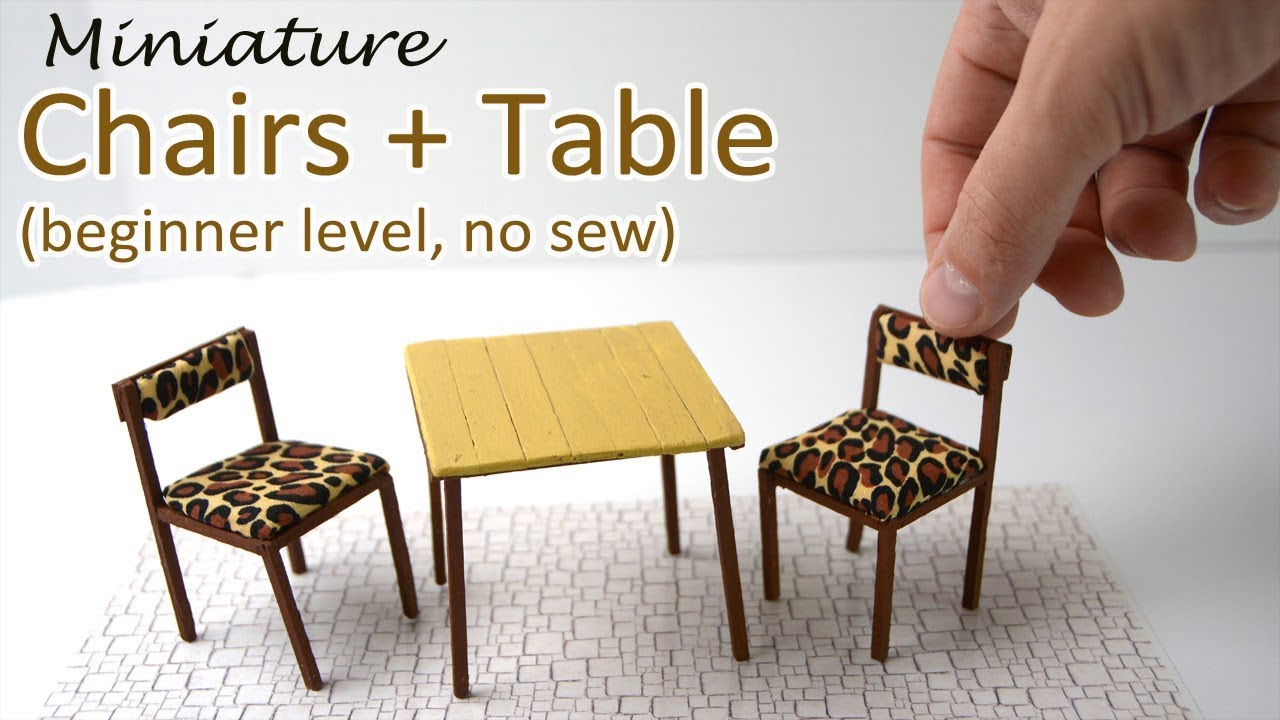 Miniature chairs and a table - Easy DIY.  How to make dollhouse furniture