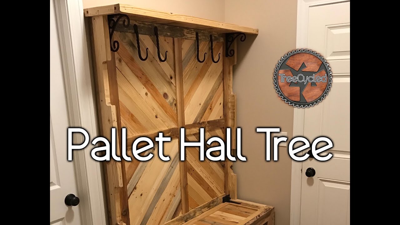 Hall Tree Built From Reclaimed Pallet Lumber!