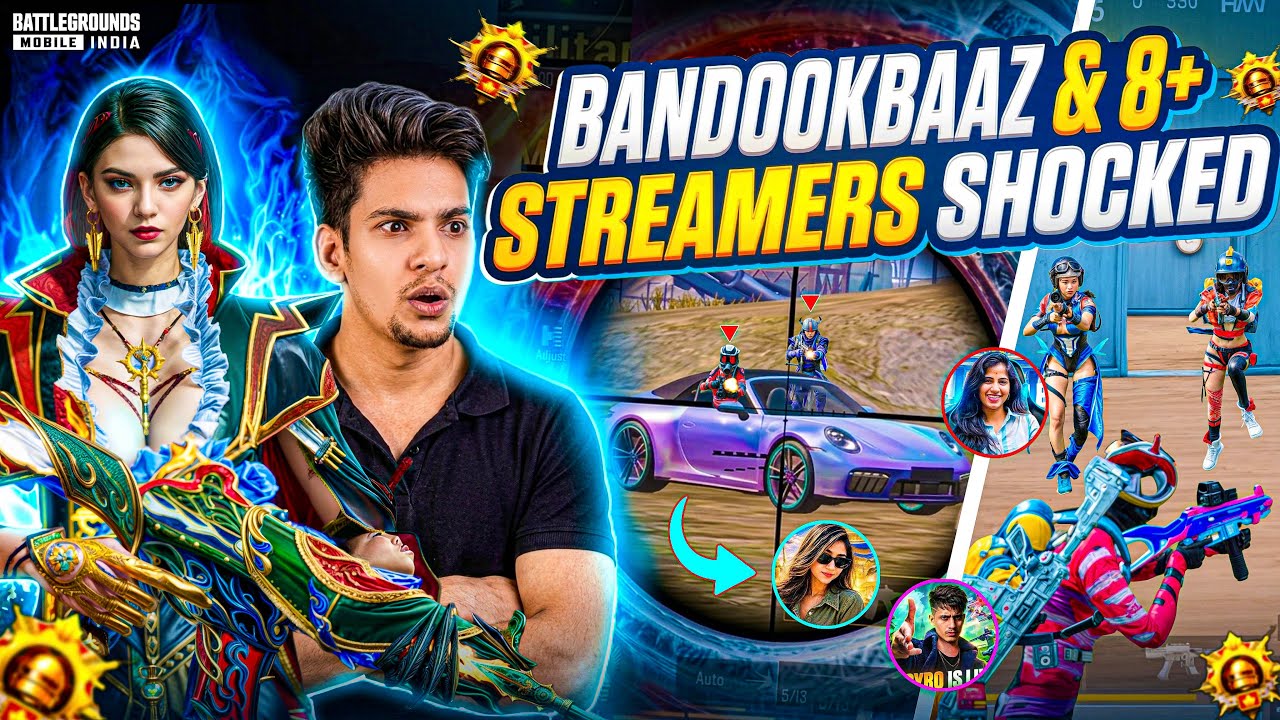 @BandookBaaz & 8+ Streamers Got Shocked🔥Ipax Op vs Pro Youtubers 1v4 Fastest Clutches🤯| BGMI