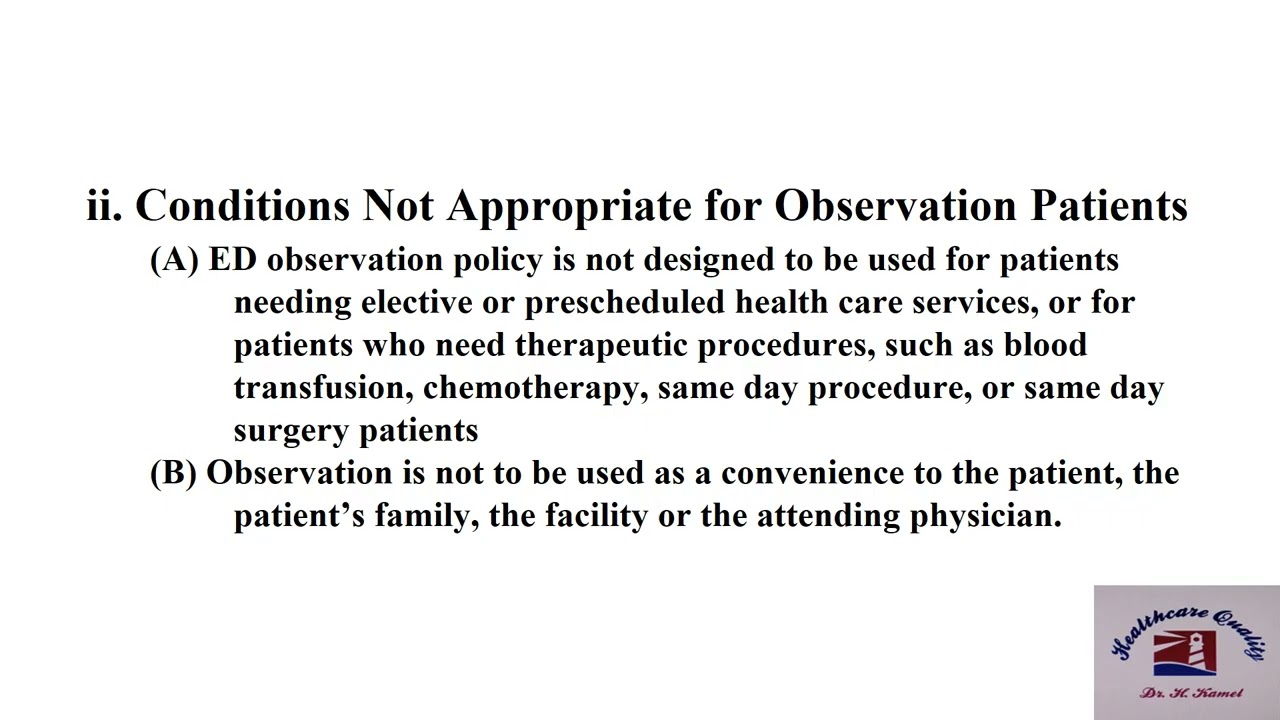 Healthcare Quality Hospital P&P Emergency Department Observation