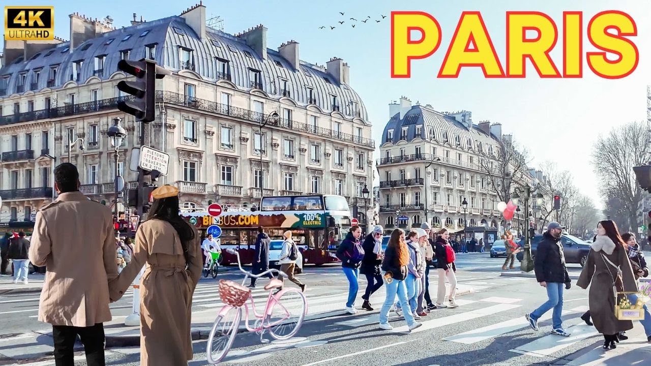 Paris, France 🇫🇷 - 4K PARIS Walk 5 March 🚖 Paris CENTER Walk ❤️ With Captions ▶️1H06