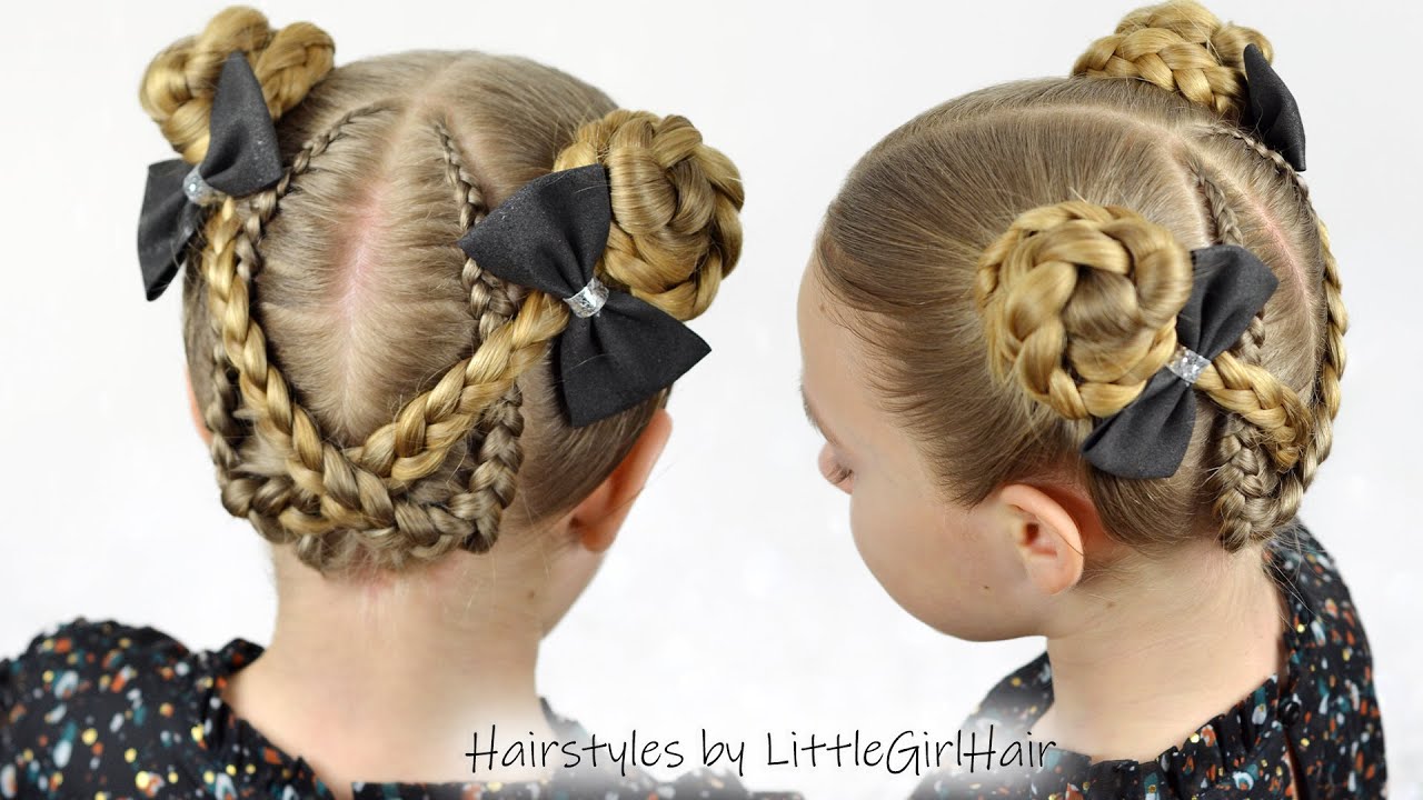 Perfect Hairdo for Girls! Dutch Braids with Buns Tutorial!  Trendy Hairstyles by LittleGirlHair