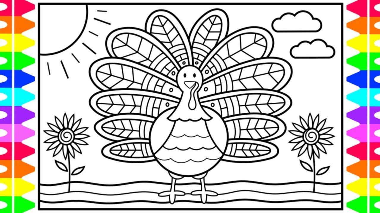 How to Draw a Turkey Step by Step  🦃❤️ Turkey Drawing and Coloring Page