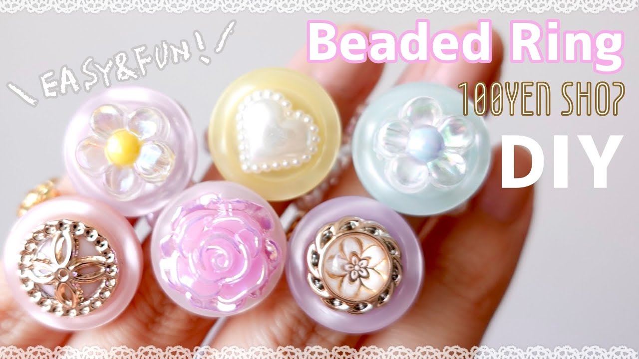 100均で簡単&楽しいビーズのキッズリング✴︎DIY Super Easy Beaded Cute Ring Idea! Tutorial |子ども|作り方|初心者|夏休み