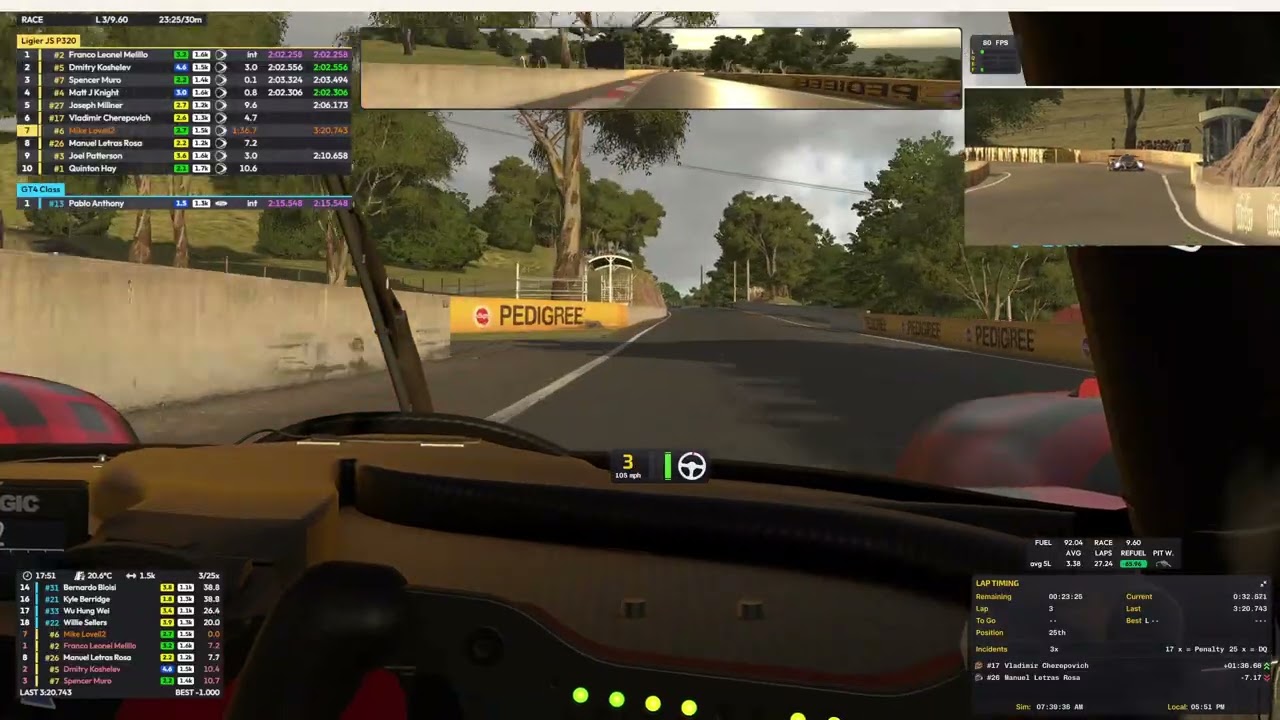 Iracing season 1 week 11 SCC by Falken tyre at mount panorama #iracing #simracing #lmp3
