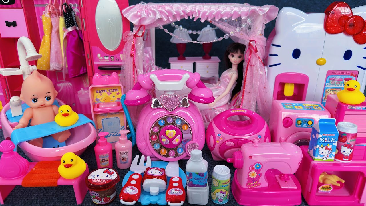 13 Minutes Satisfying with Unboxing Happy Family Pink Collection Toys Review | ASMR